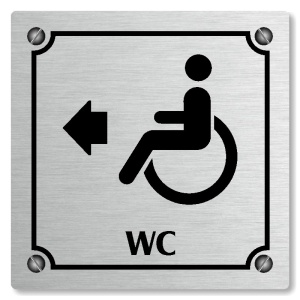 WC invalidé vlevo, 118x118mm, stříbrná, Kansas